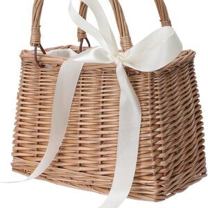 Wicker Handbag Straw Tote Summer Beach Purse Wedding Gift
